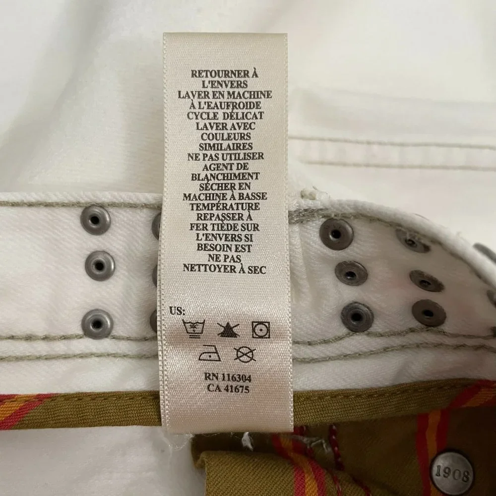 John Varvatos X Converse Men’s Chuck’s Skinny Leg Studded White Jeans 27x30”
